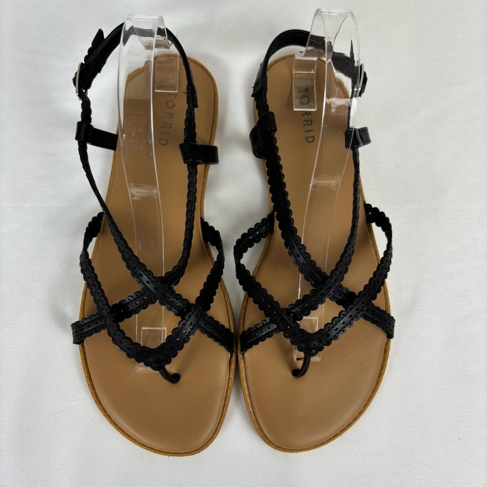 Torrid Sandals Criss Cross Thong Gladiator Strappy Comfort Sandal Black Size 9.5